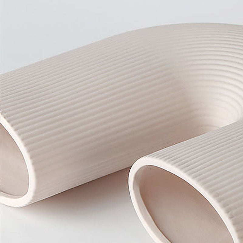 U-shaped ribbed ceramic vases