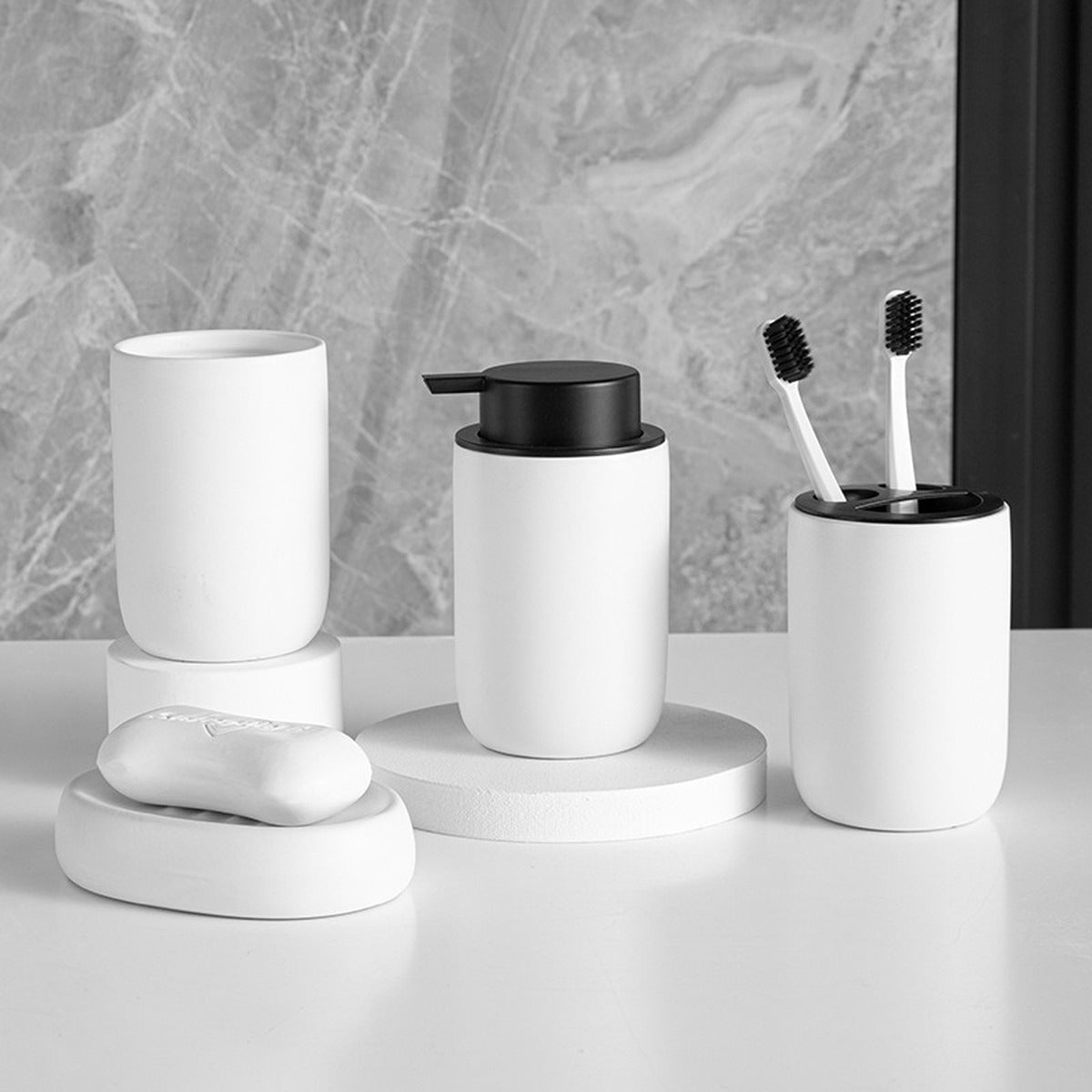 Matte Ceramic Tall Bathroom Set