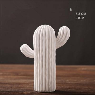 Handmade White Ceramic Cactus - Nordic Side - 