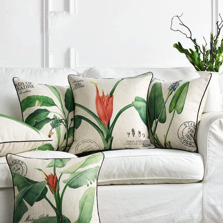 Tropic Leaf with Floral Cushion Cover - Nordic Side - 