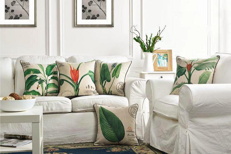 Tropic Leaf with Floral Cushion Cover - Nordic Side - 