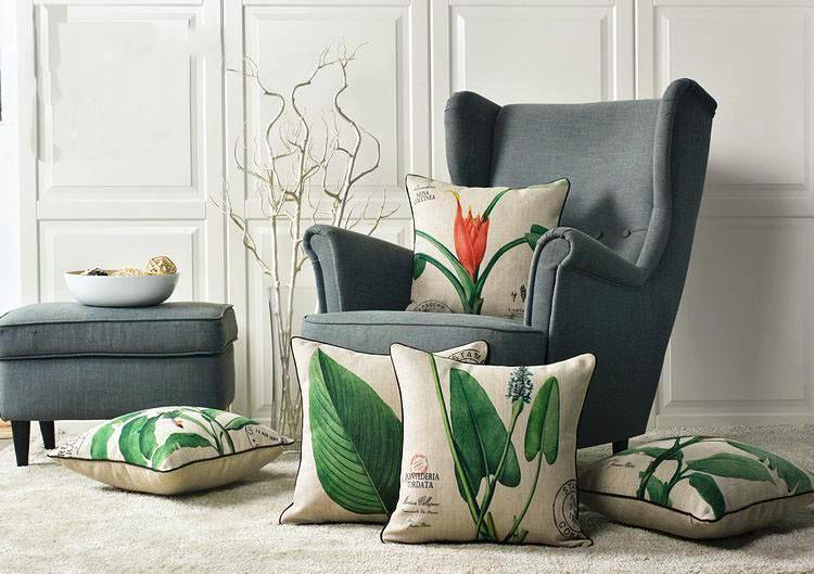 Tropic Leaf with Floral Cushion Cover - Nordic Side - 