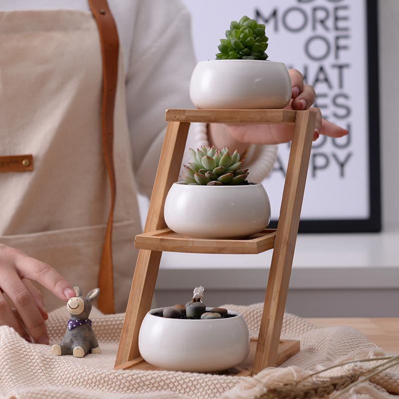 Bamboo Stand Planter Pots