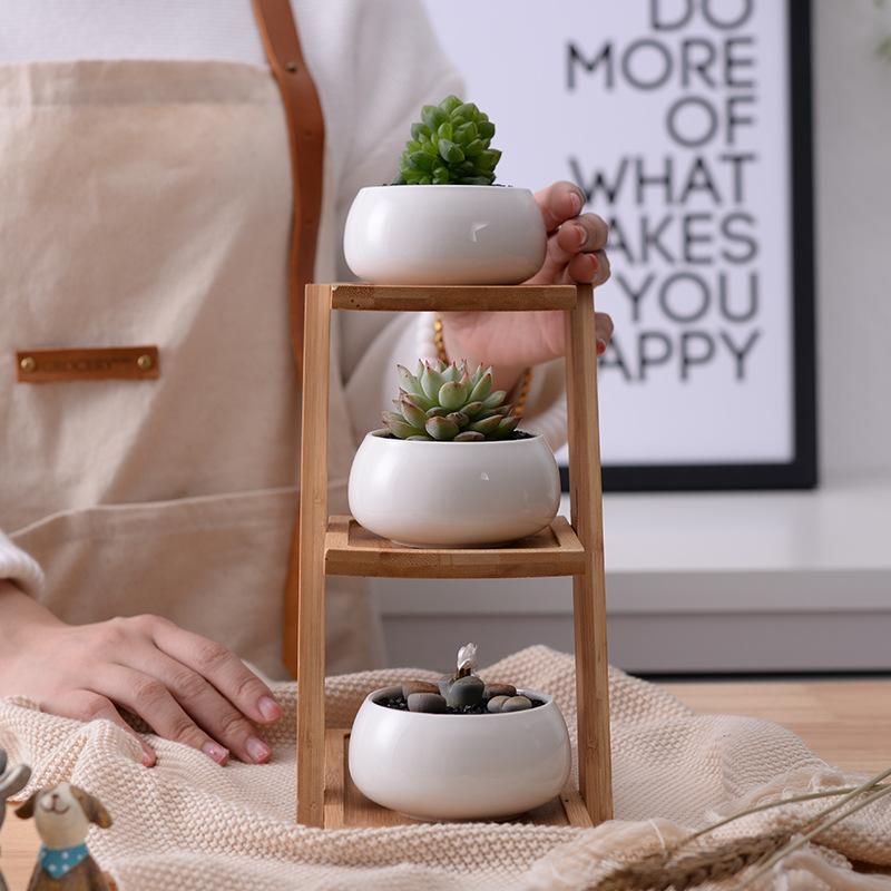 Bamboo Stand Planter Pots