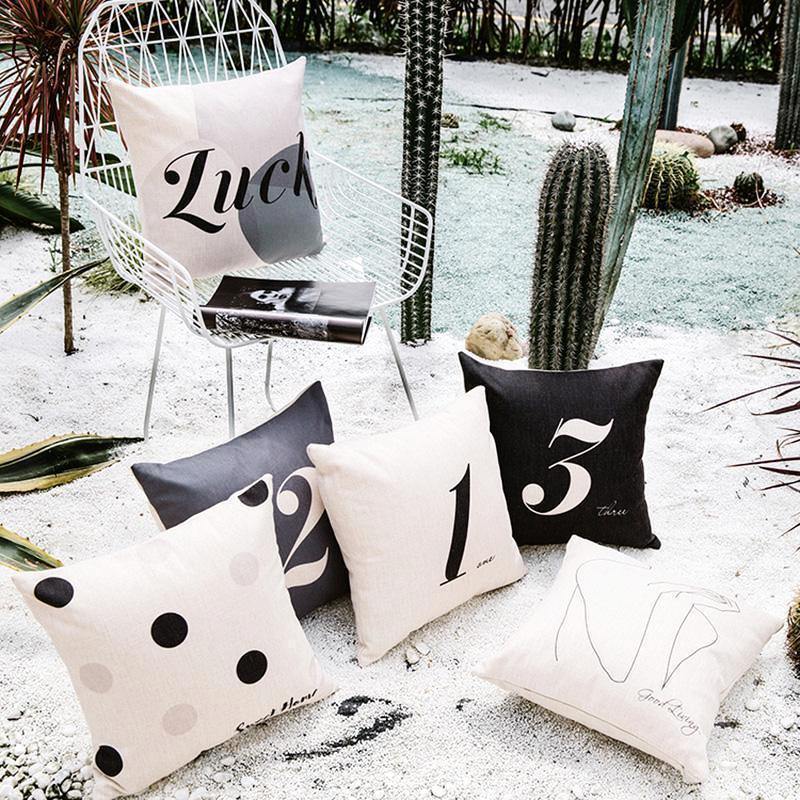 Greyscale Numbered Cushions - Nordic Side - 