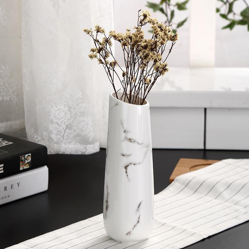 Marble flower Ceramic White Vase - Nordic Side - 