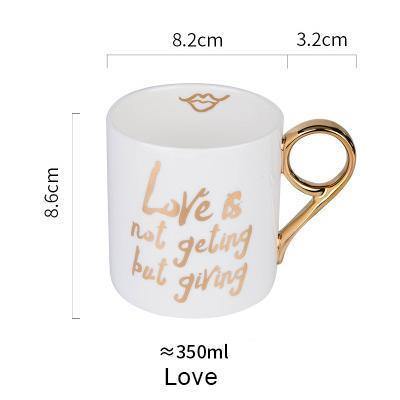 24K Gold-plated Ceramic Coffee Mugs - Nordic Side - 