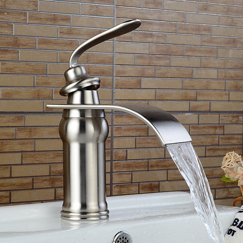 Ames - Vintage Brass Waterfall Faucet - Nordic Side - 09-11, bathroom, bathroom-collection, bathroom-faucet, fab-faucets, faucet, feed-cl0-over-80-dollars, kitchen, kitchen-faucet, modern, mo