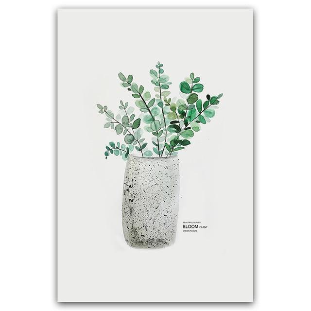 Watercolour Green Plants - Nordic Side - 