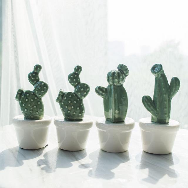 Potted Cactus Ceramic Miniature - Nordic Side - 