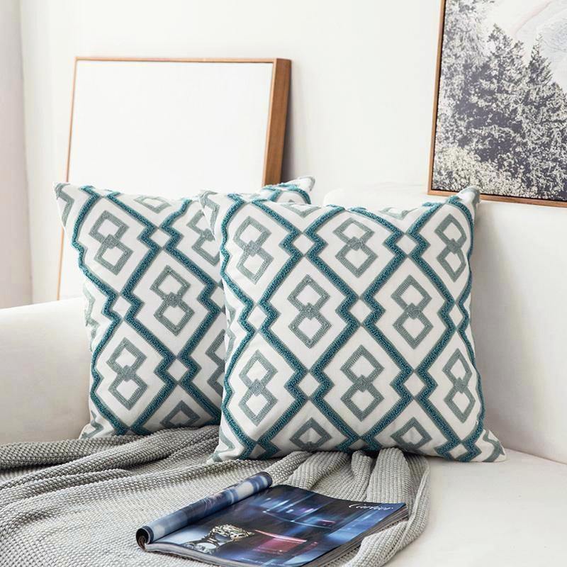 Turquoise Classic Embroidery Cushions - Nordic Side - 