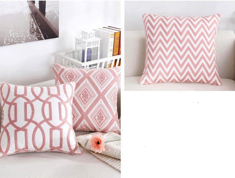 Pink Classic Embroidery Cushions - Nordic Side - 