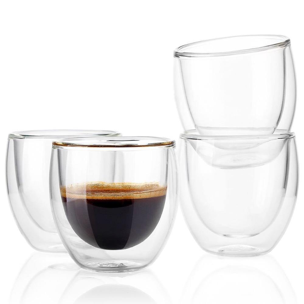 2pcs 4pcs 6pcs double layers80ML heat resistant glass materal coffee tea cups double layer 100% handmade exquisite cup glass cup - Nordic Side - 