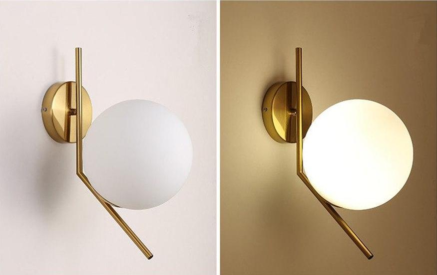 White Glass Ball Wall Light - Nordic Side - 