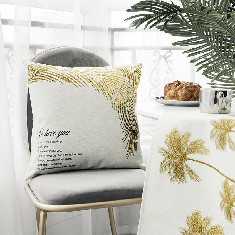 Linen Golden Palm Cushion Cover - Nordic Side - 