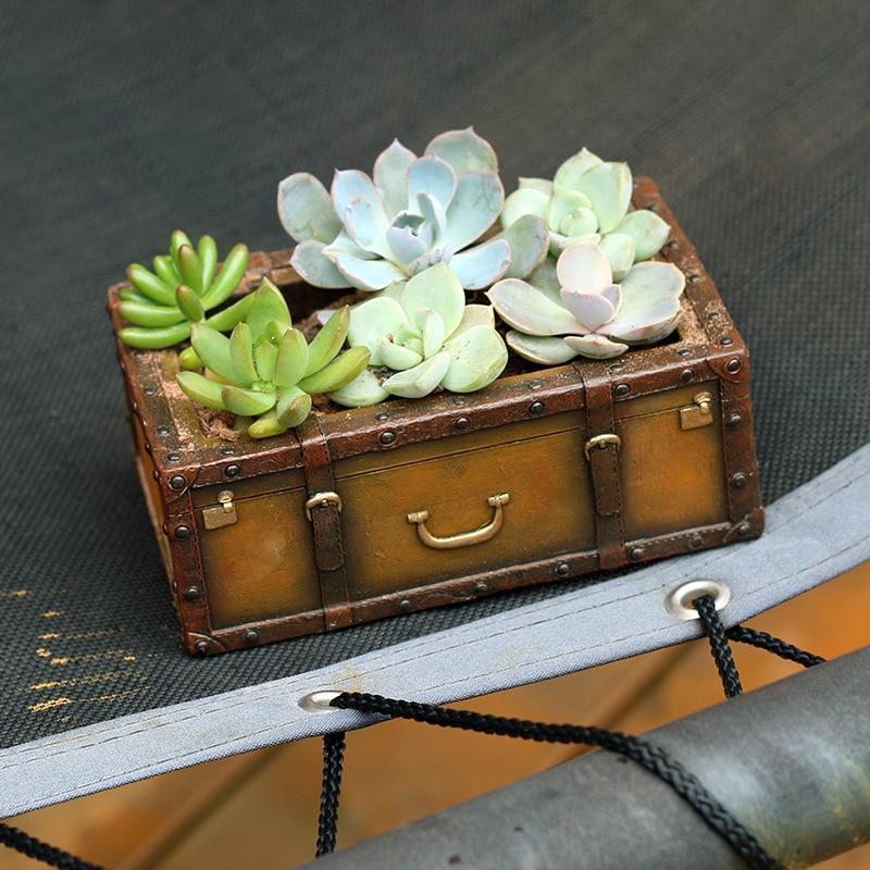 Resin Vintage Suitcase Pot - Nordic Side - 