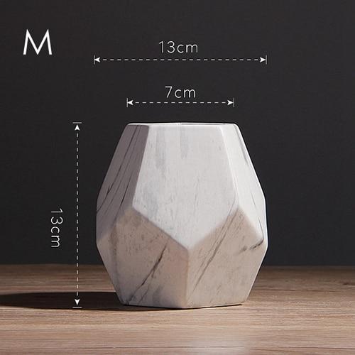 Modern White Marbled Decorative Vase