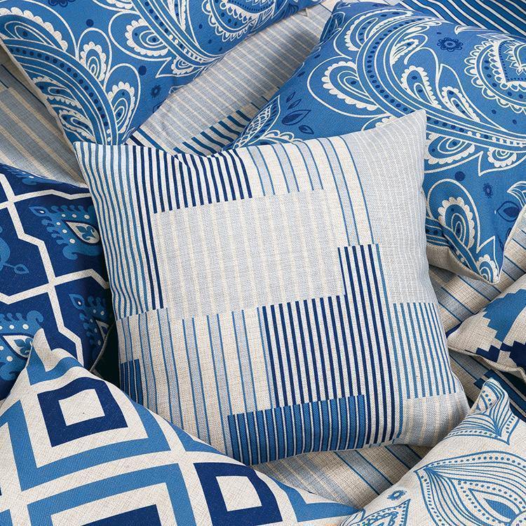 China Blue Geometric Cushions - Nordic Side - 