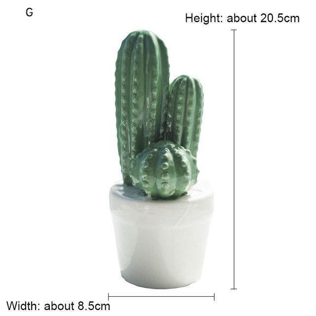 Potted Cactus Ceramic Miniature - Nordic Side - 