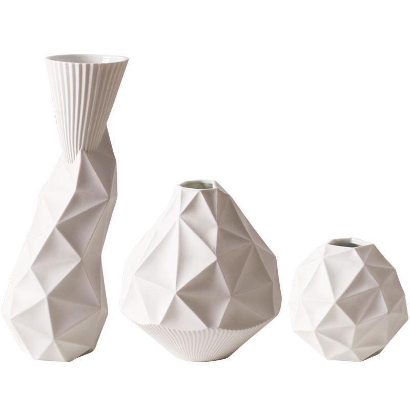 Geometric White Vases - Nordic Side - 