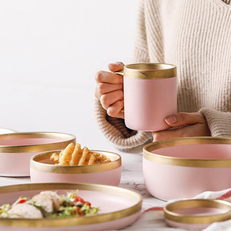 Matt Pink & Gold Dinnerware - Nordic Side - 