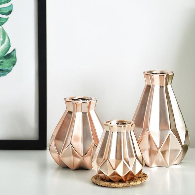 Metallic Diamond Porcelain Vase - Nordic Side - 