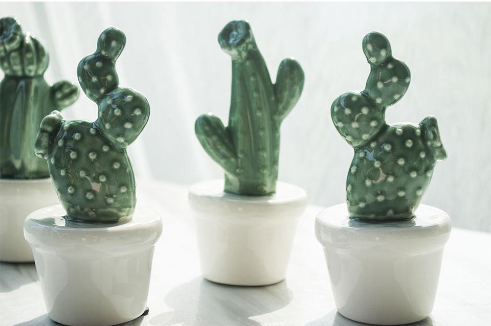 Potted Cactus Ceramic Miniature - Nordic Side - 