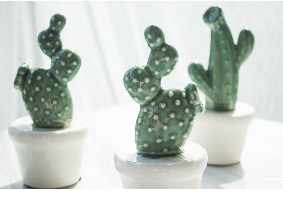 Potted Cactus Ceramic Miniature - Nordic Side - 