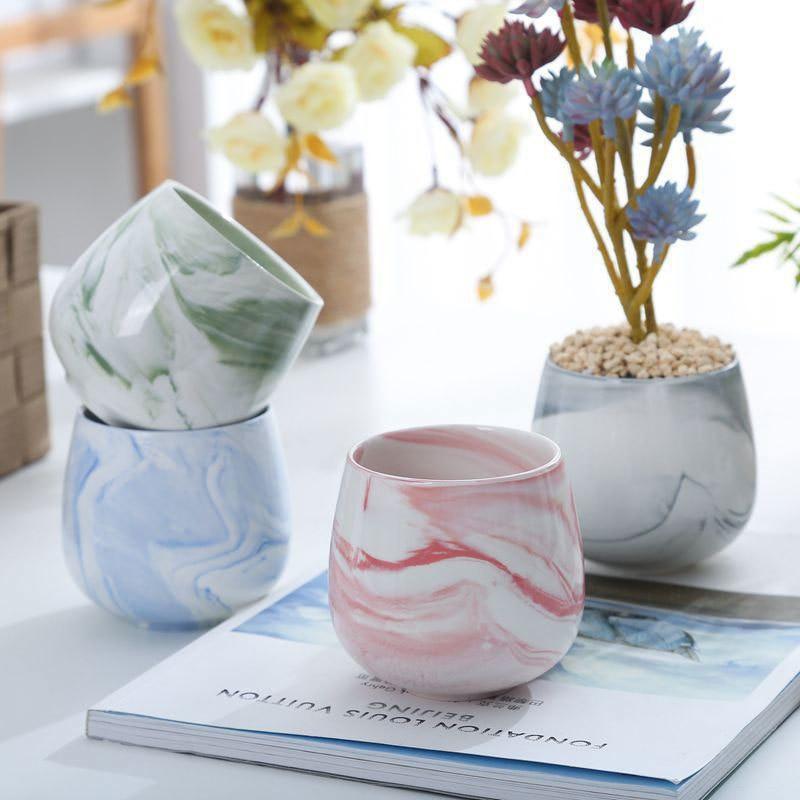 Marble Ceramic Pot - Nordic Side - 