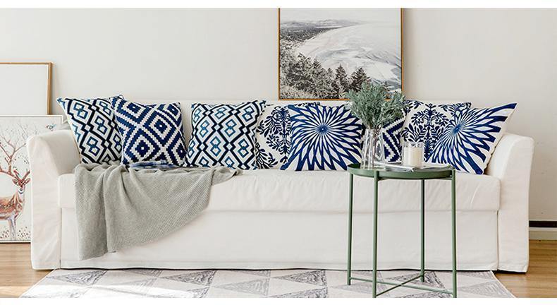 Blue Classic Embroidery Cushions - Nordic Side - 