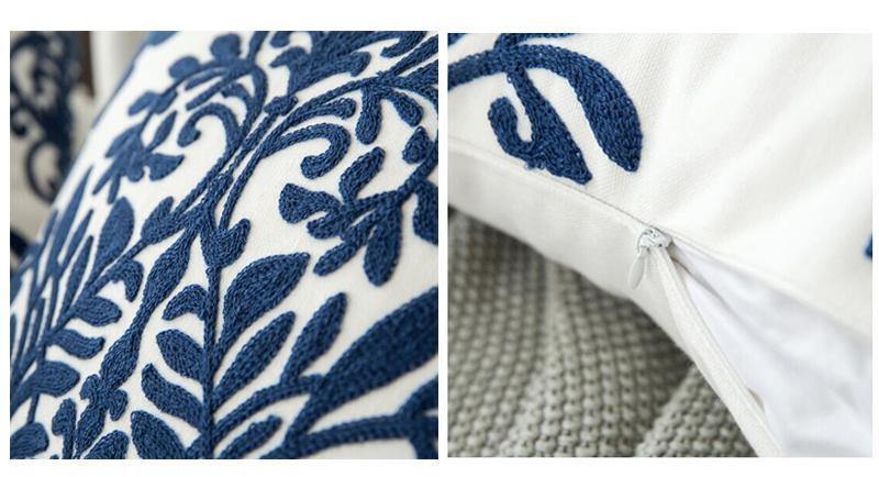 Blue Classic Embroidery Cushions - Nordic Side - 