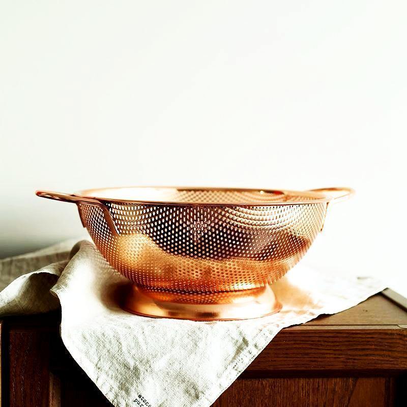 Rose Gold Round Deep Colander - Nordic Side - 