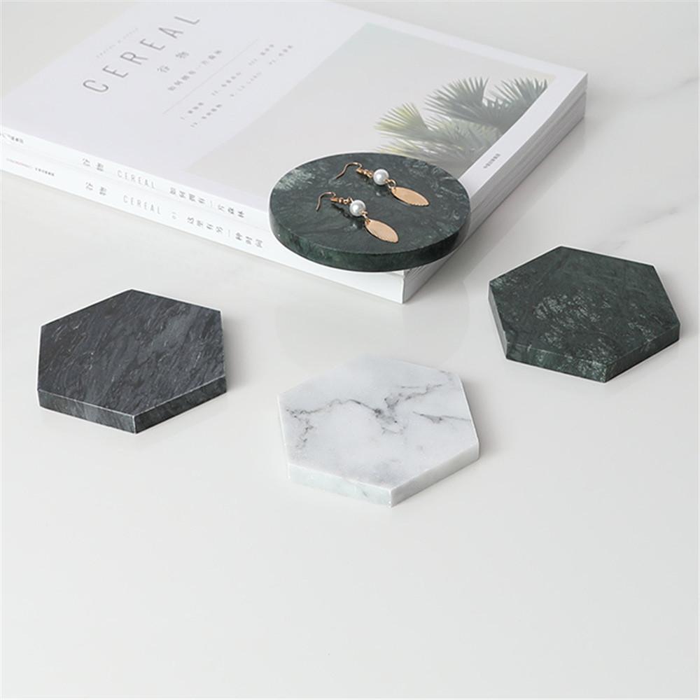 Minimalist Marble Pattern Office Table Storage Plate