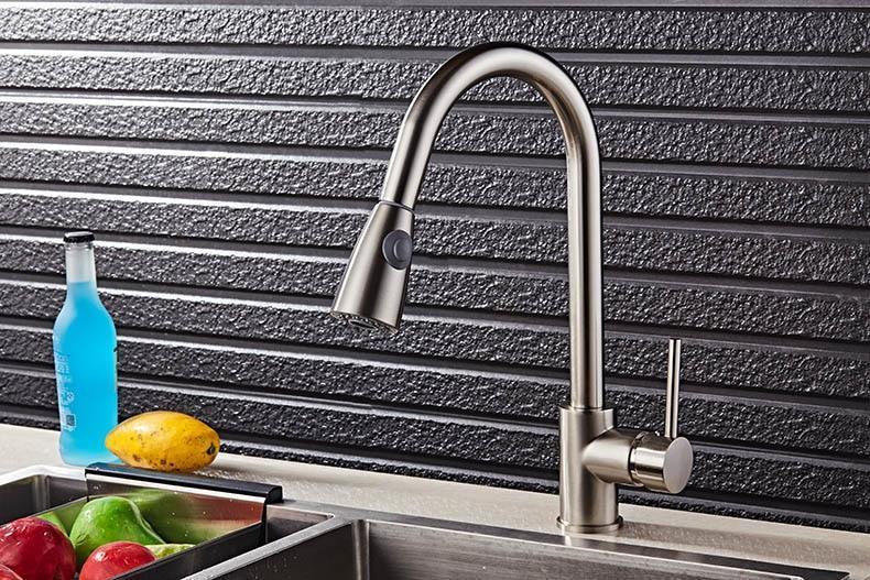 Anton - Retractable Kitchen Faucet - Nordic Side - 02-05, bathroom, bathroom-collection, bathroom-faucet, fab-faucets, faucet, feed-cl0-over-80-dollars, kitchen, kitchen-faucet, modern, moder