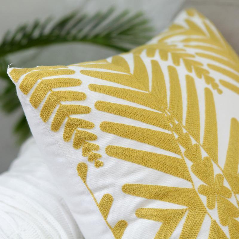 Yellow Classic Embroidery Cushions - Nordic Side - 