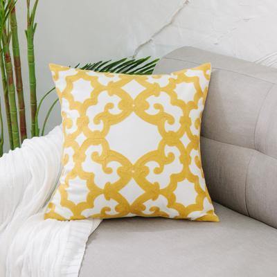 Yellow Classic Embroidery Cushions - Nordic Side - 