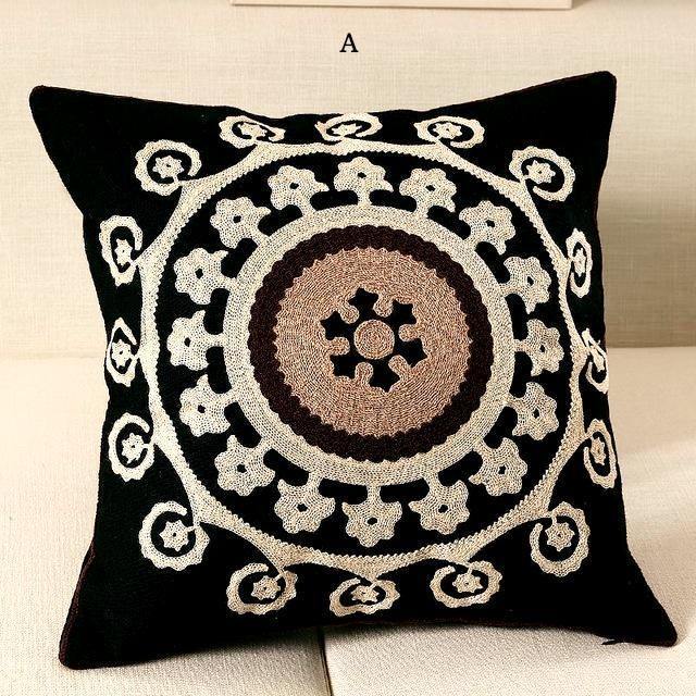 Embroidered Geometric Cushions - Nordic Side - 