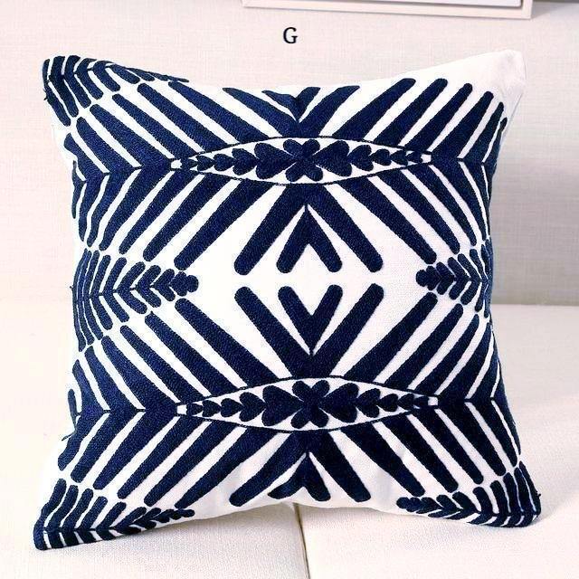 Embroidered Geometric Cushions - Nordic Side - 