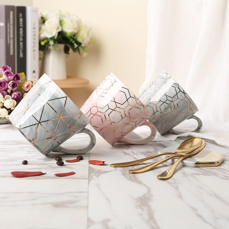 Geometric Gold Line Marble Mug - Nordic Side - 