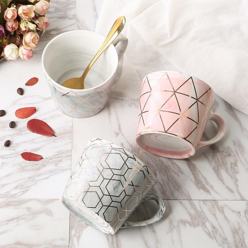 Geometric Gold Line Marble Mug - Nordic Side - 