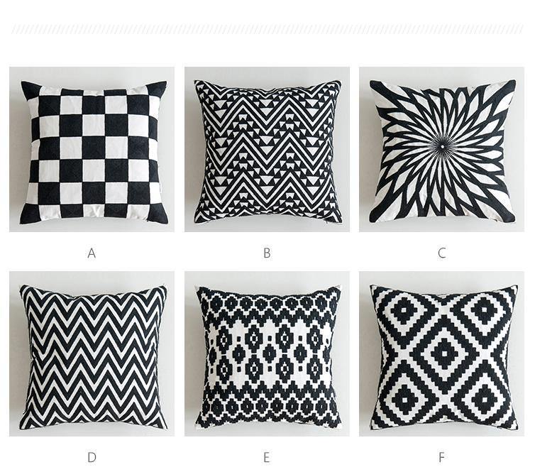 Geometric Black & White Pattern Cushions - Nordic Side - 