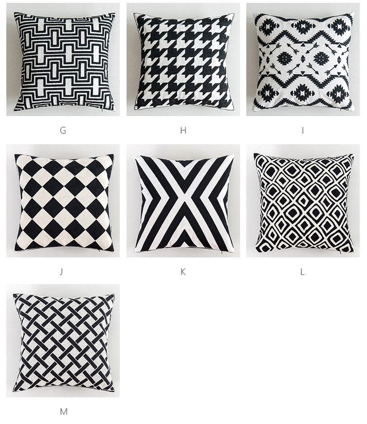 Geometric Black & White Pattern Cushions - Nordic Side - 