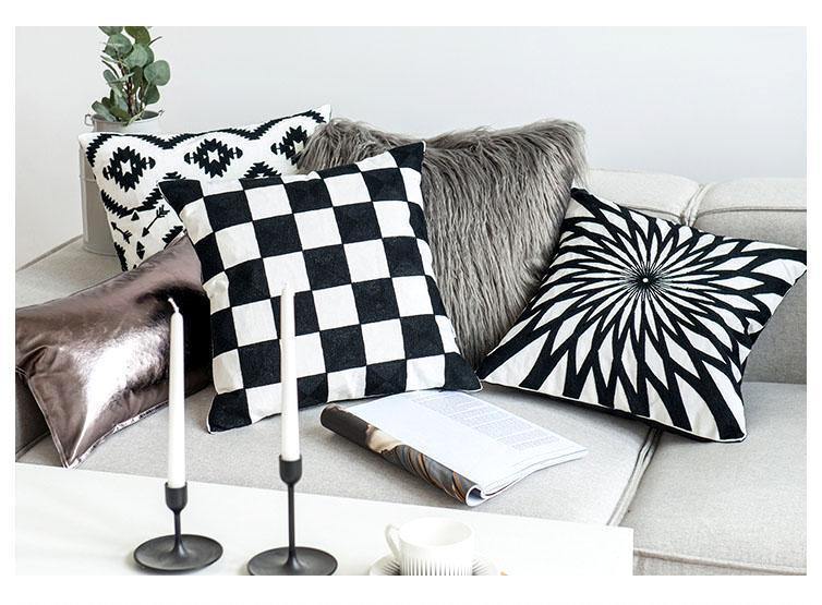 Geometric Black & White Pattern Cushions - Nordic Side - 