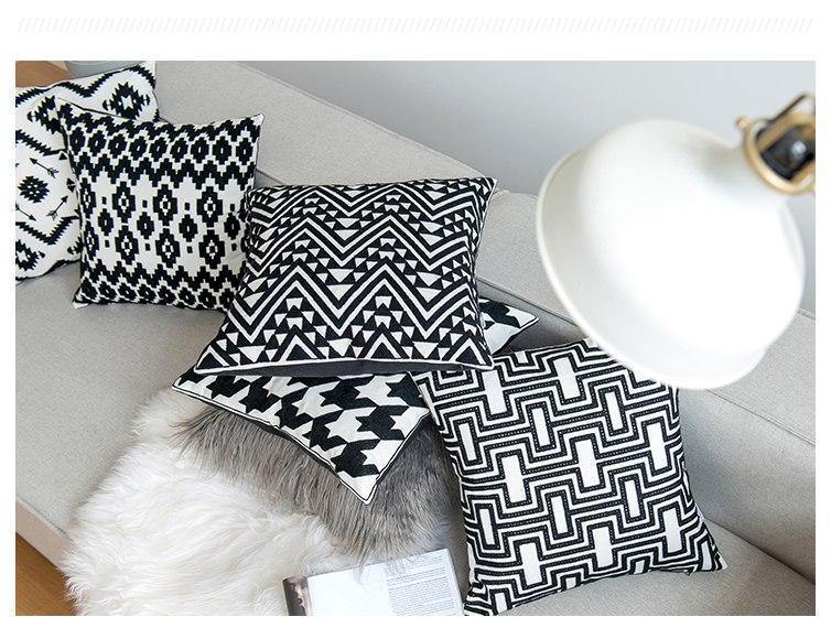 Geometric Black & White Pattern Cushions - Nordic Side - 