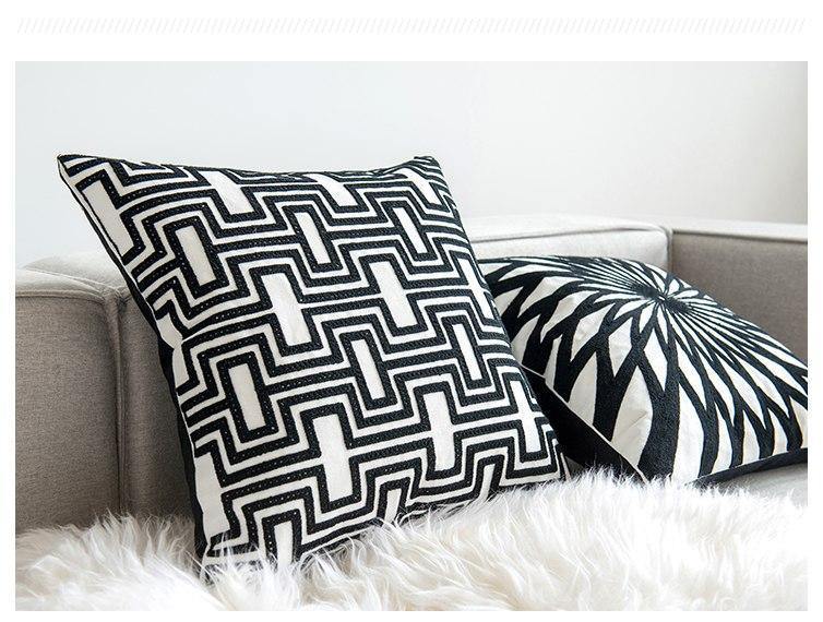 Geometric Black & White Pattern Cushions - Nordic Side - 