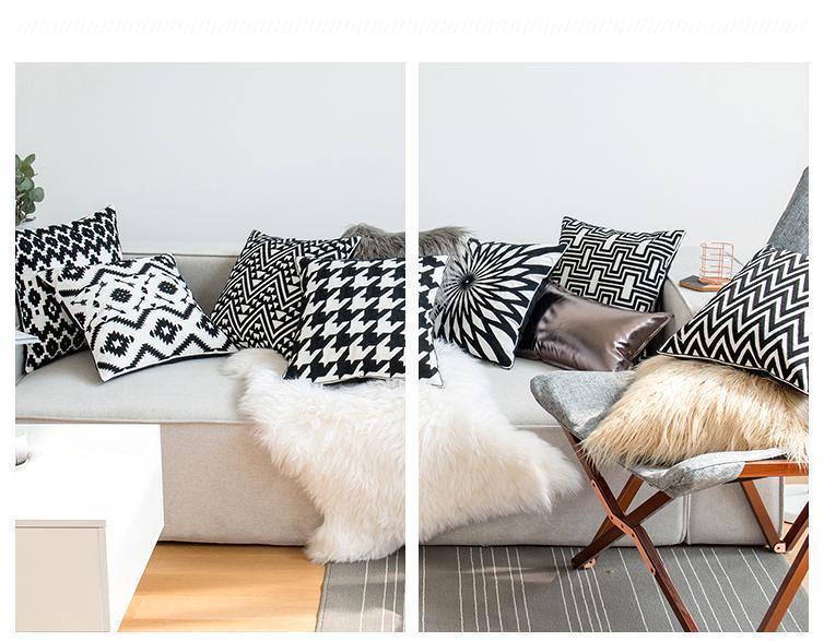 Geometric Black & White Pattern Cushions - Nordic Side - 