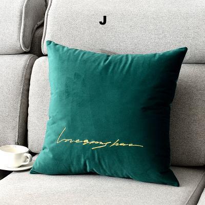 Letter Embroidered Velvet Cushion Cover - Nordic Side - 