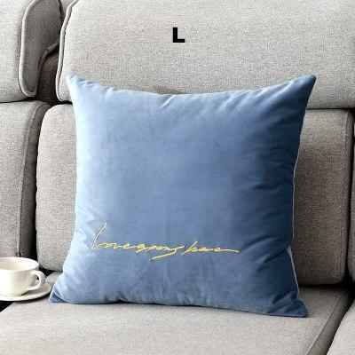 Letter Embroidered Velvet Cushion Cover - Nordic Side - 