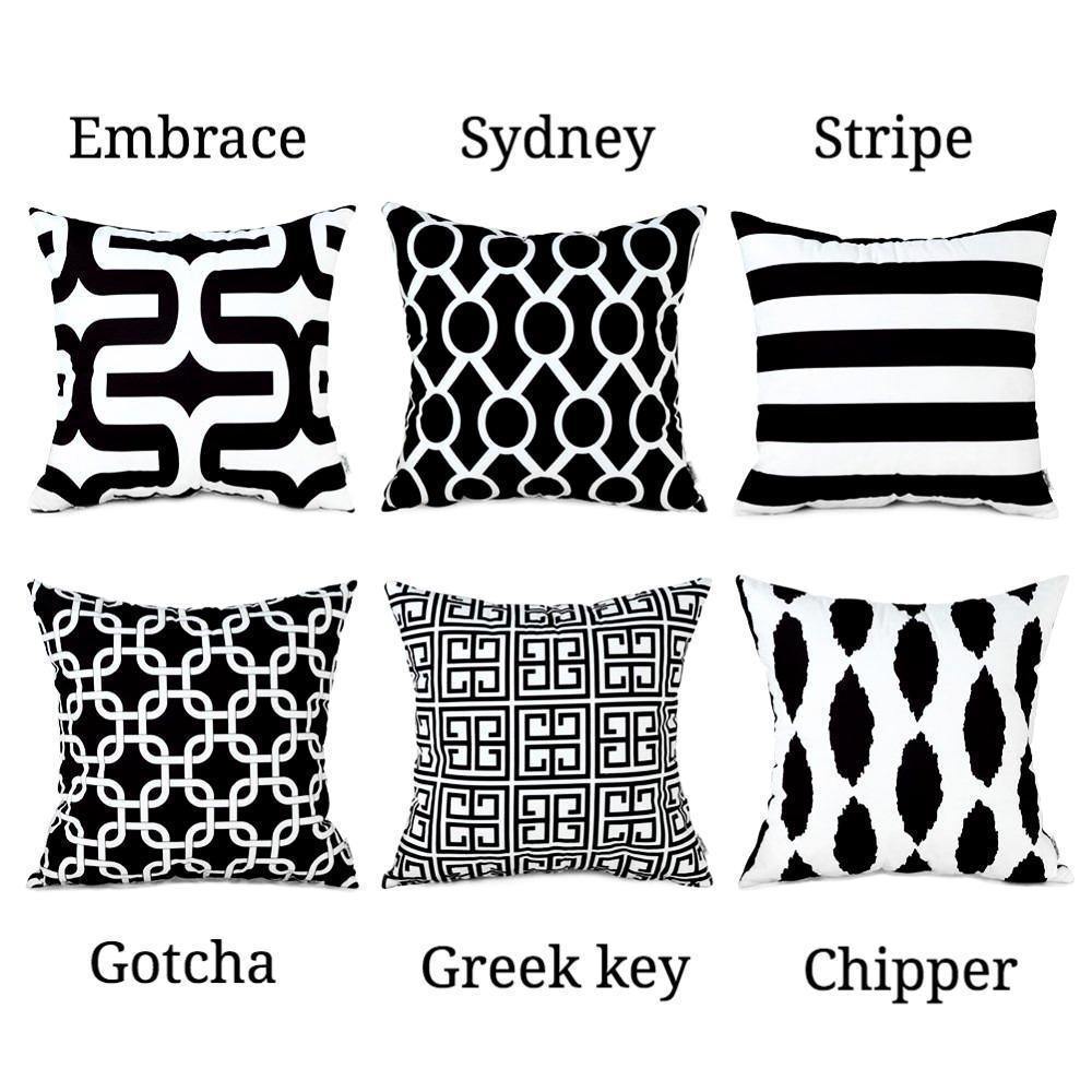 B&W Geometric Cushion Cover - Nordic Side - 