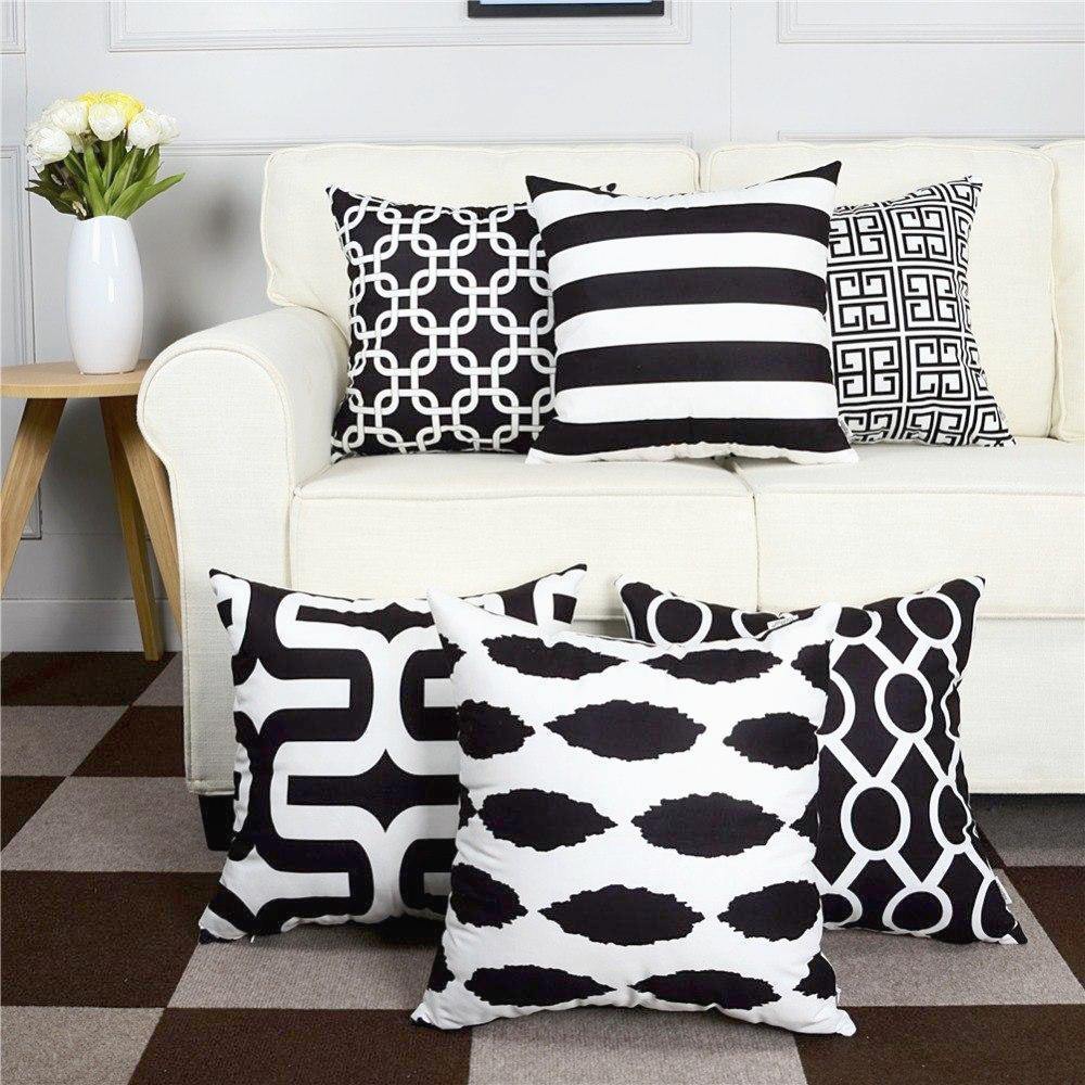 B&W Geometric Cushion Cover - Nordic Side - 